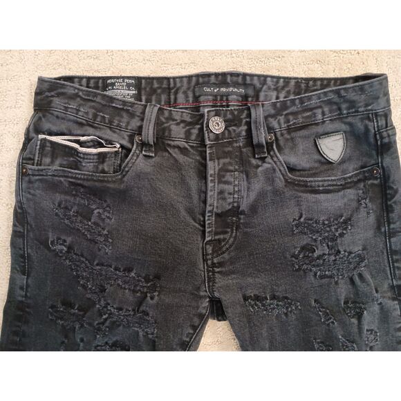 Cult of Individuality Jeans Mens 31/34 Black Greaser Straight - Picture 3 of 11